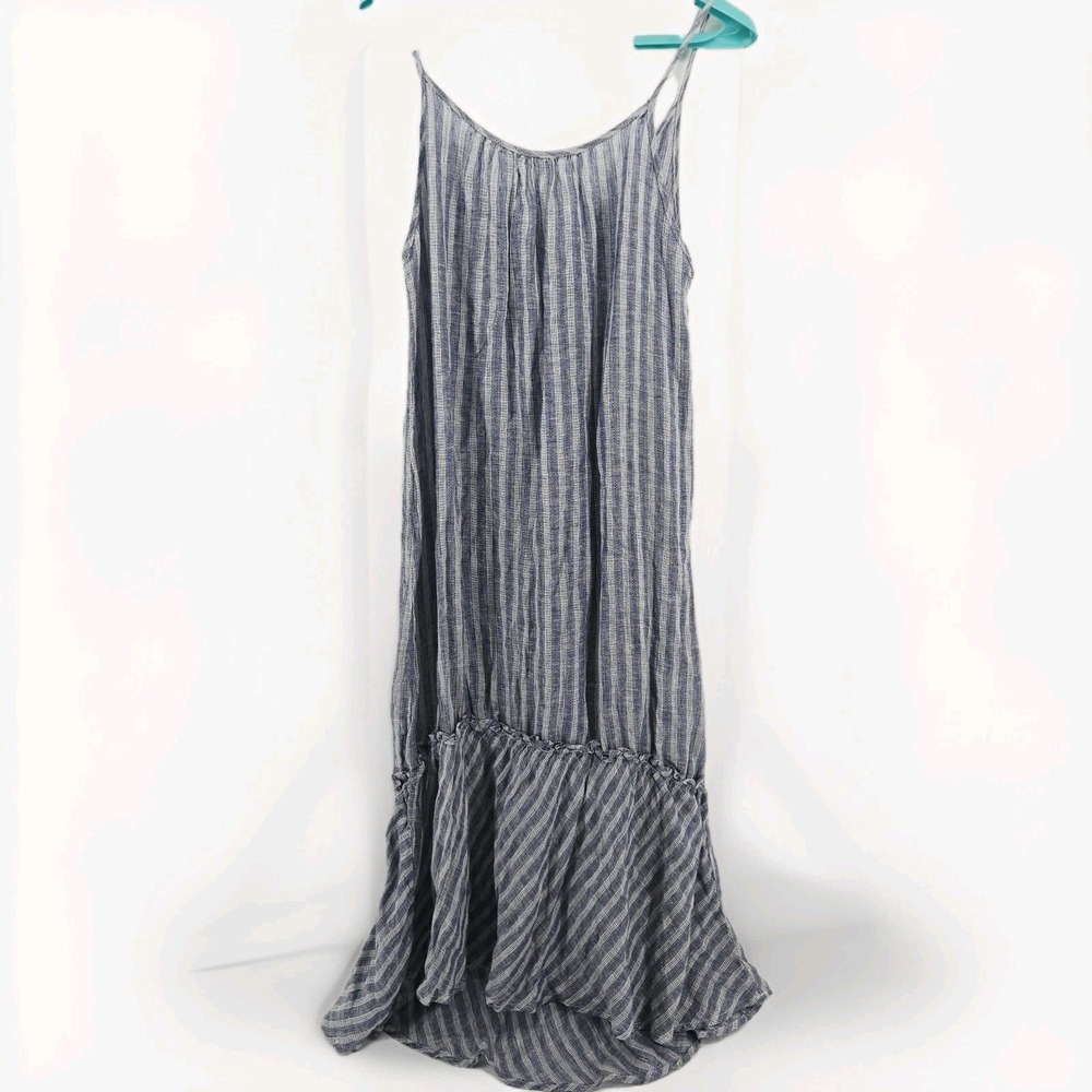 Sundays NYC  Blue Stripe Maxi Dress With Ruffle Hem Size Two
